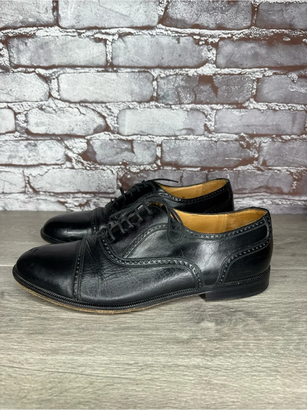 Mezlan Florence Black Leather Cap Toe Oxfords Dress Shoes Men Sz 9M US/42EU